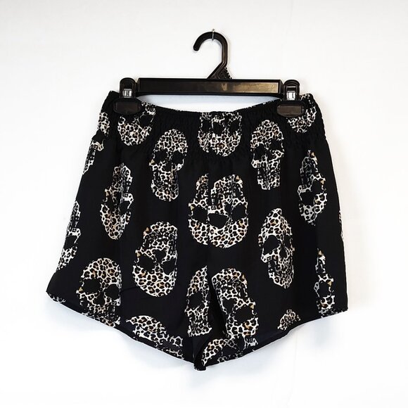 Fun, Lightweight, Black and Leopard Print Skulls Blouse Whimsigoth Style - Picture 2 of 3